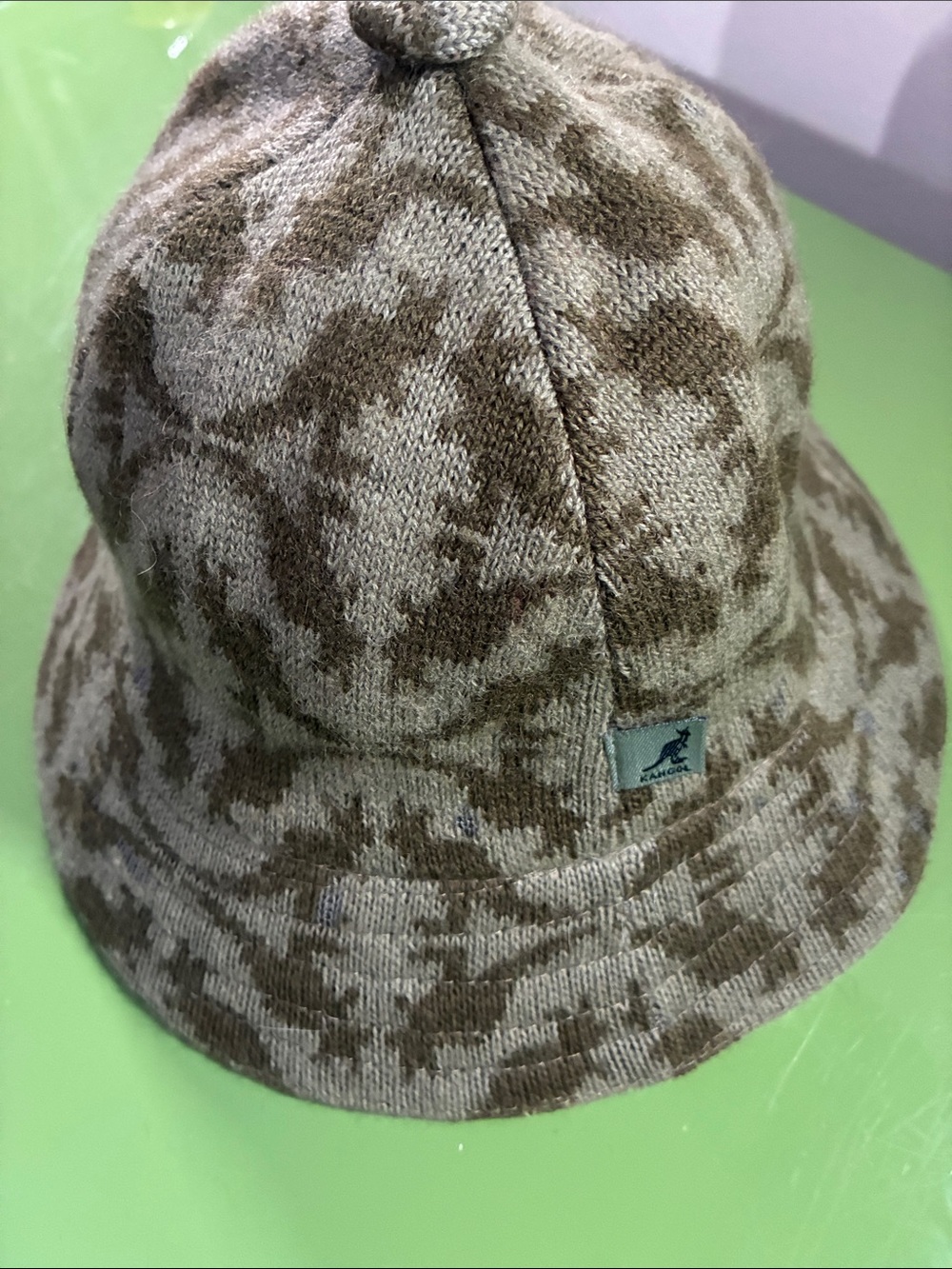 Kangol Camo Knit Bucket Hat green